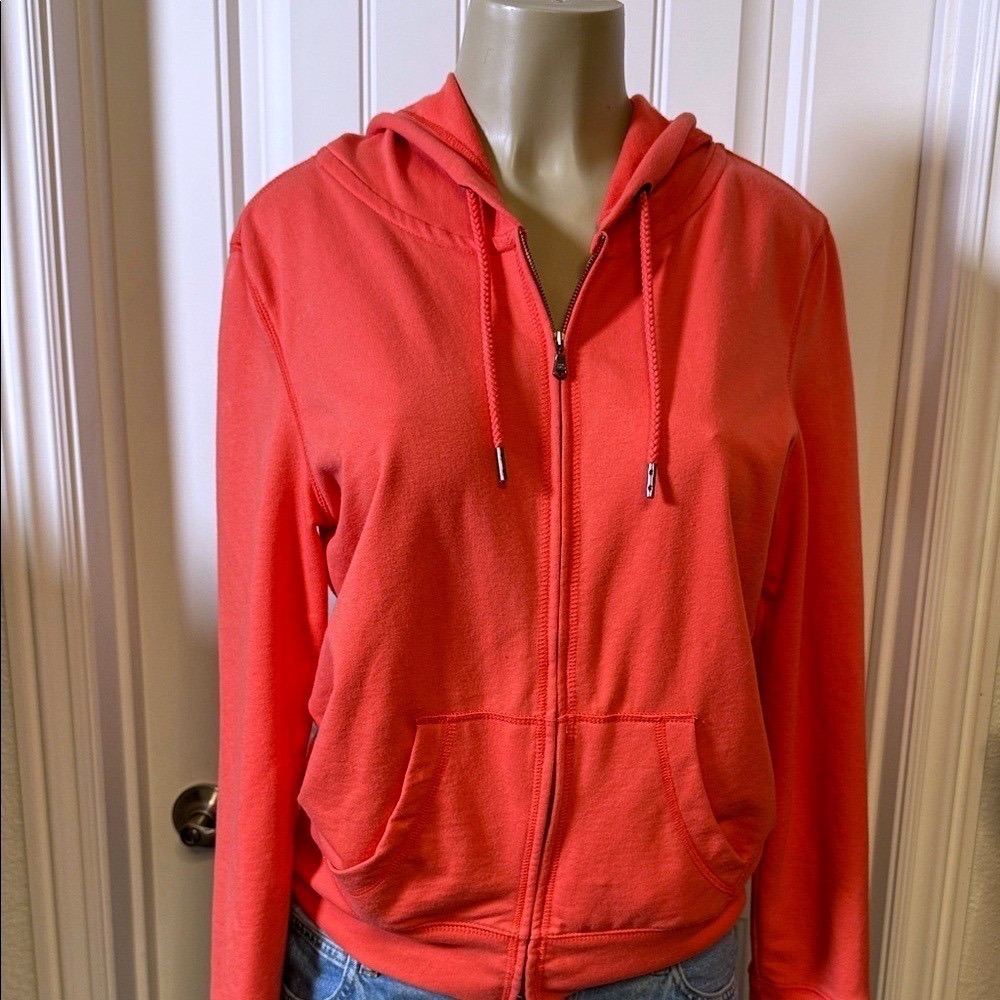 Eddie Bauer Heritage Wash Coral Orange Full Zip Hoodie Gorpcore M